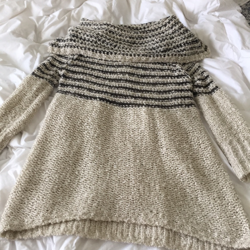 Umgee Knit Ivory and Heather Grey Sweater Tunic